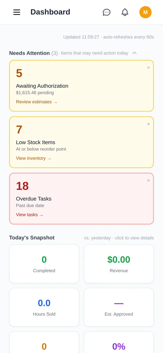 Shop dashboard on iPhone