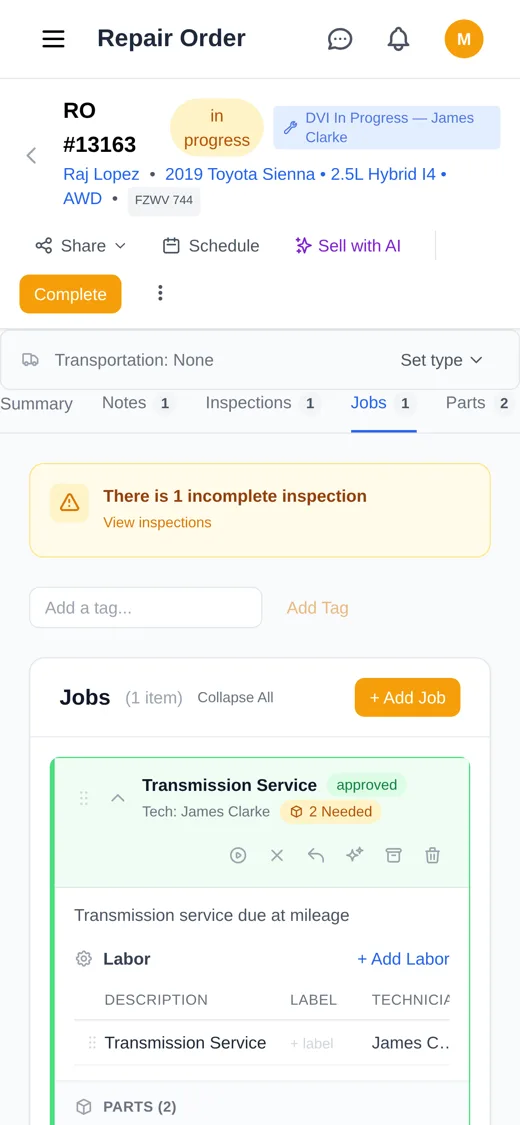 Repair order on iPhone