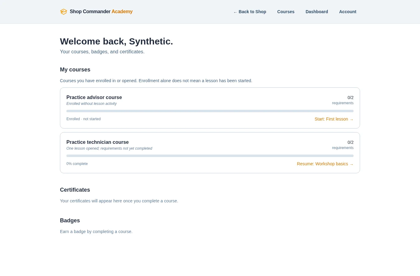 Distinguish a new enrollment from a started course
