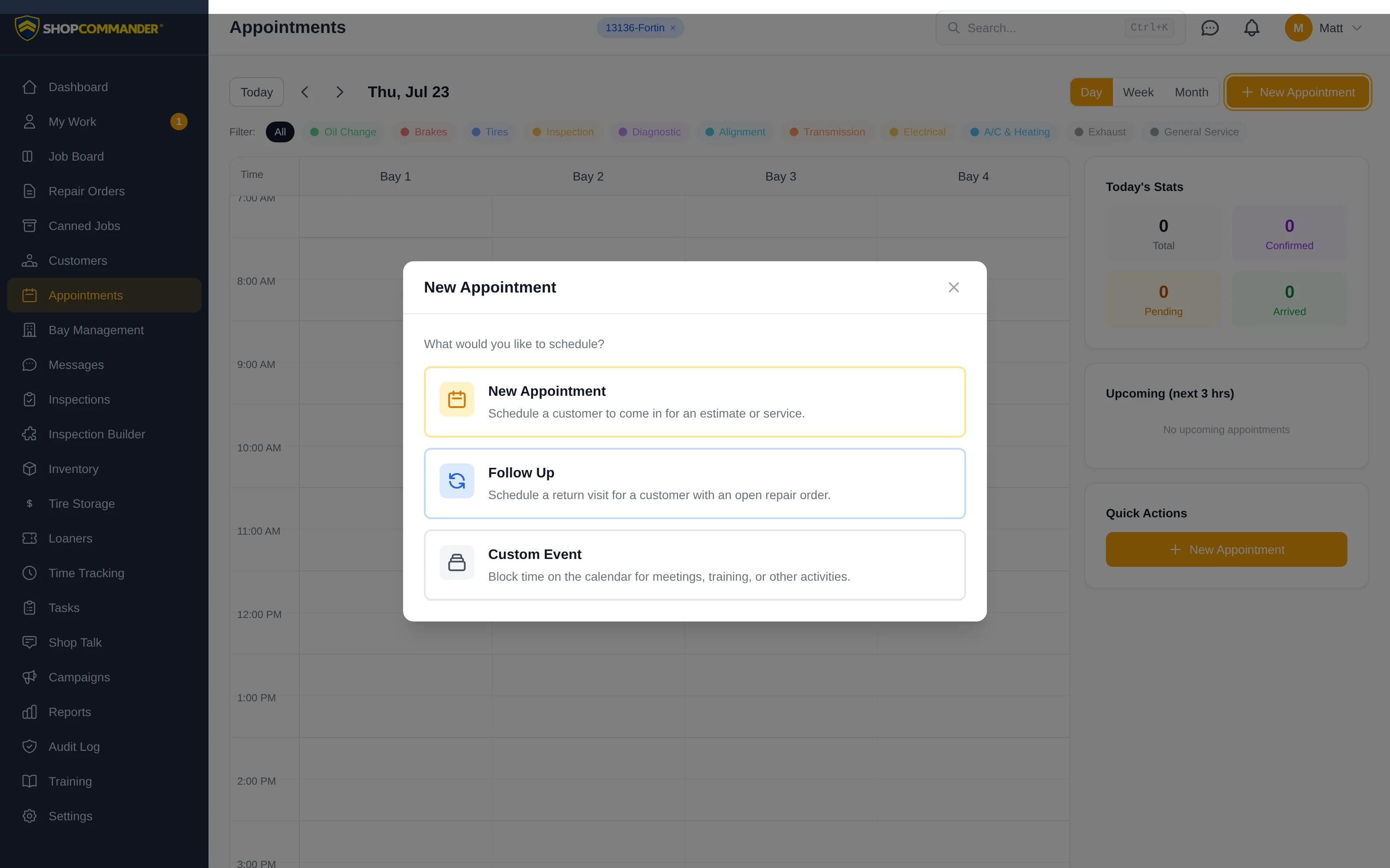 The New Appointment modal