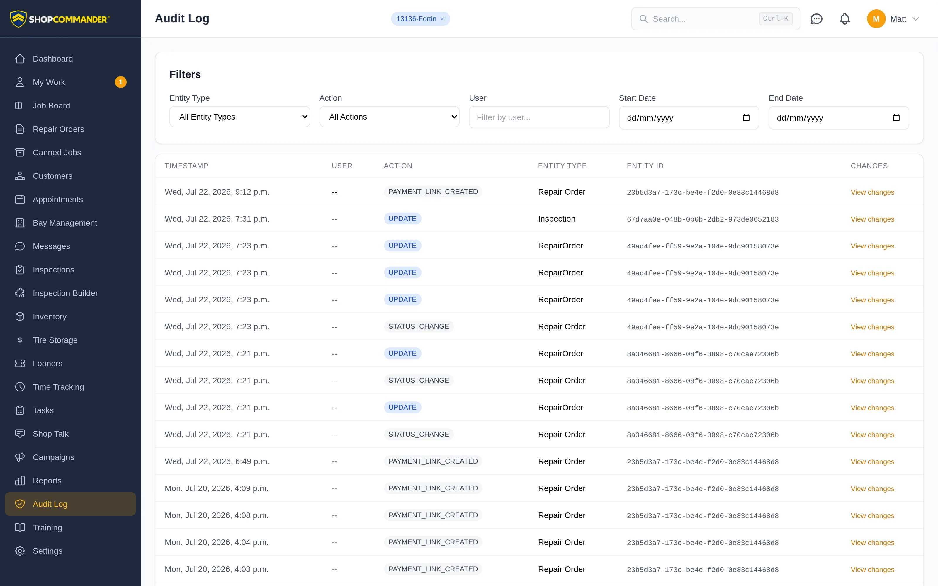The audit log