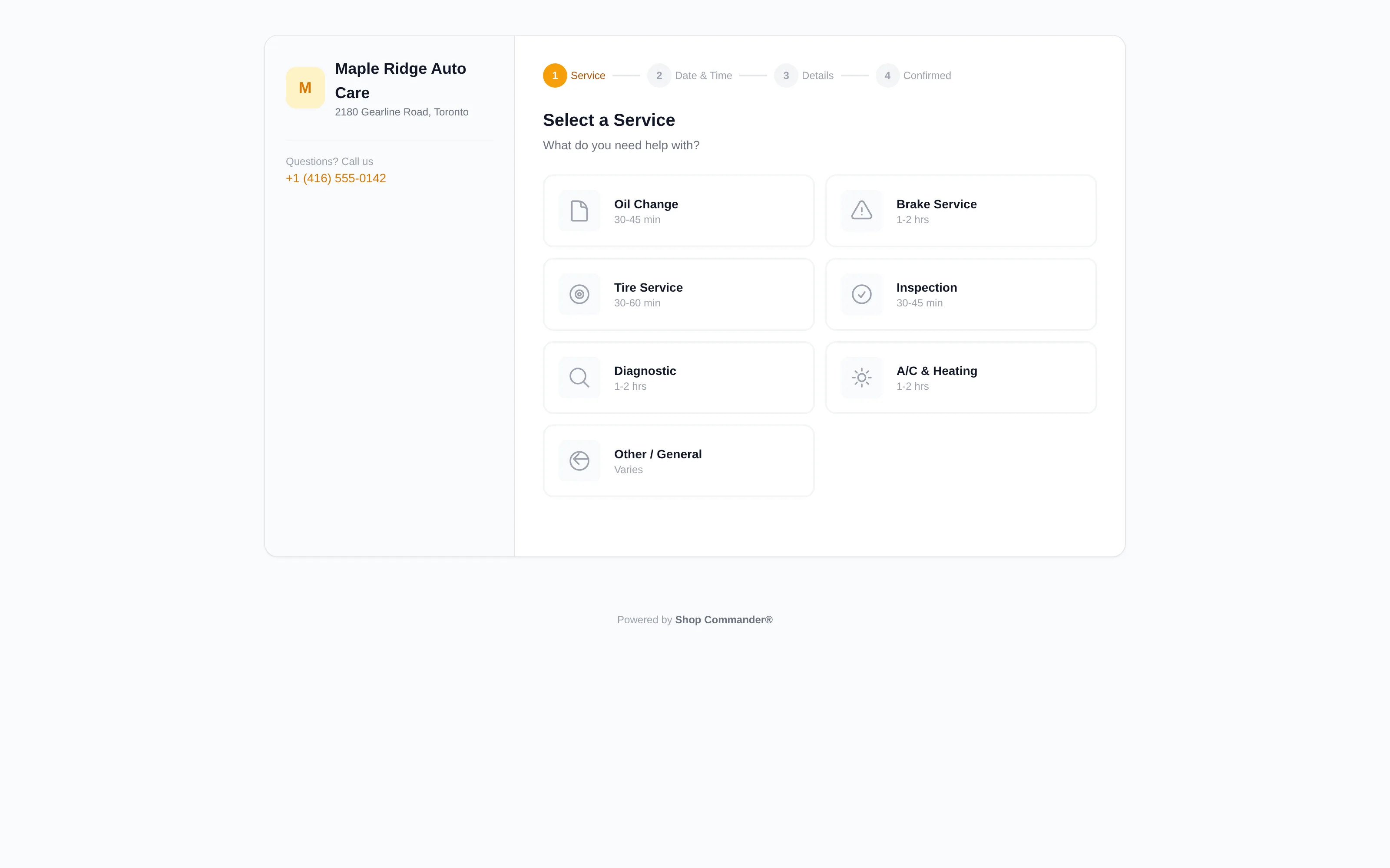 The public booking page
