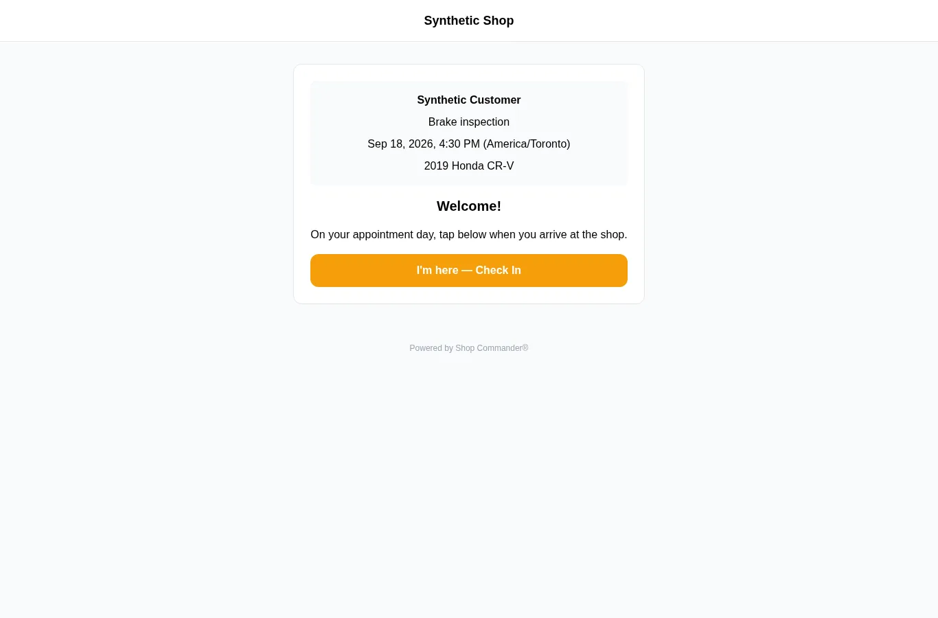 Confirm the appointment before checking in