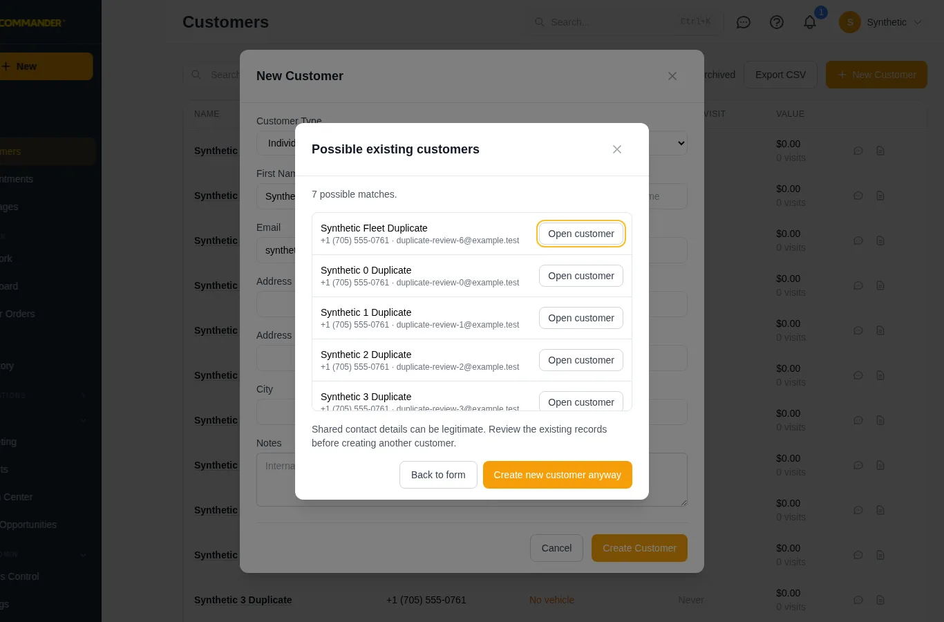 Reviewing possible existing customers