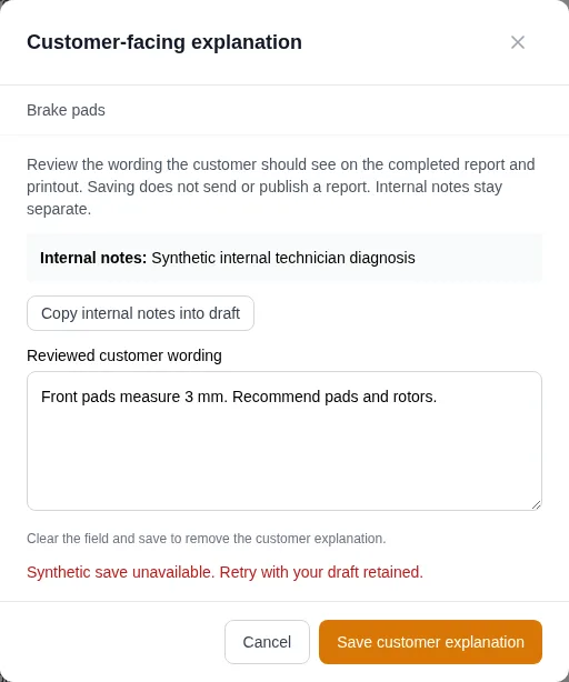 Review customer wording before saving