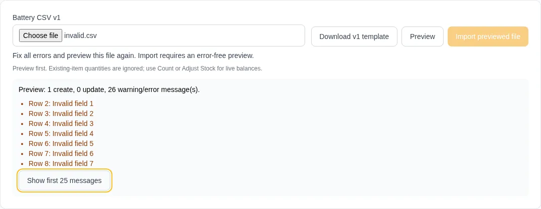 Review CSV blockers and messages before import