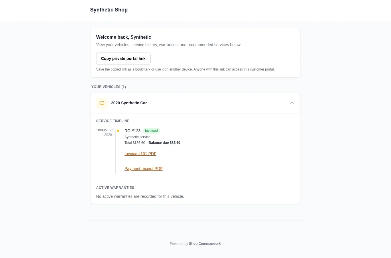 Invoices and receipts in the portal
