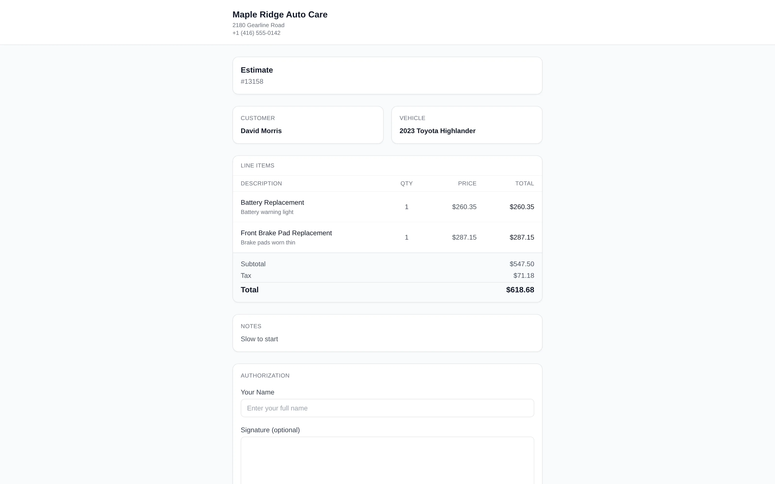 The customer's view of an estimate