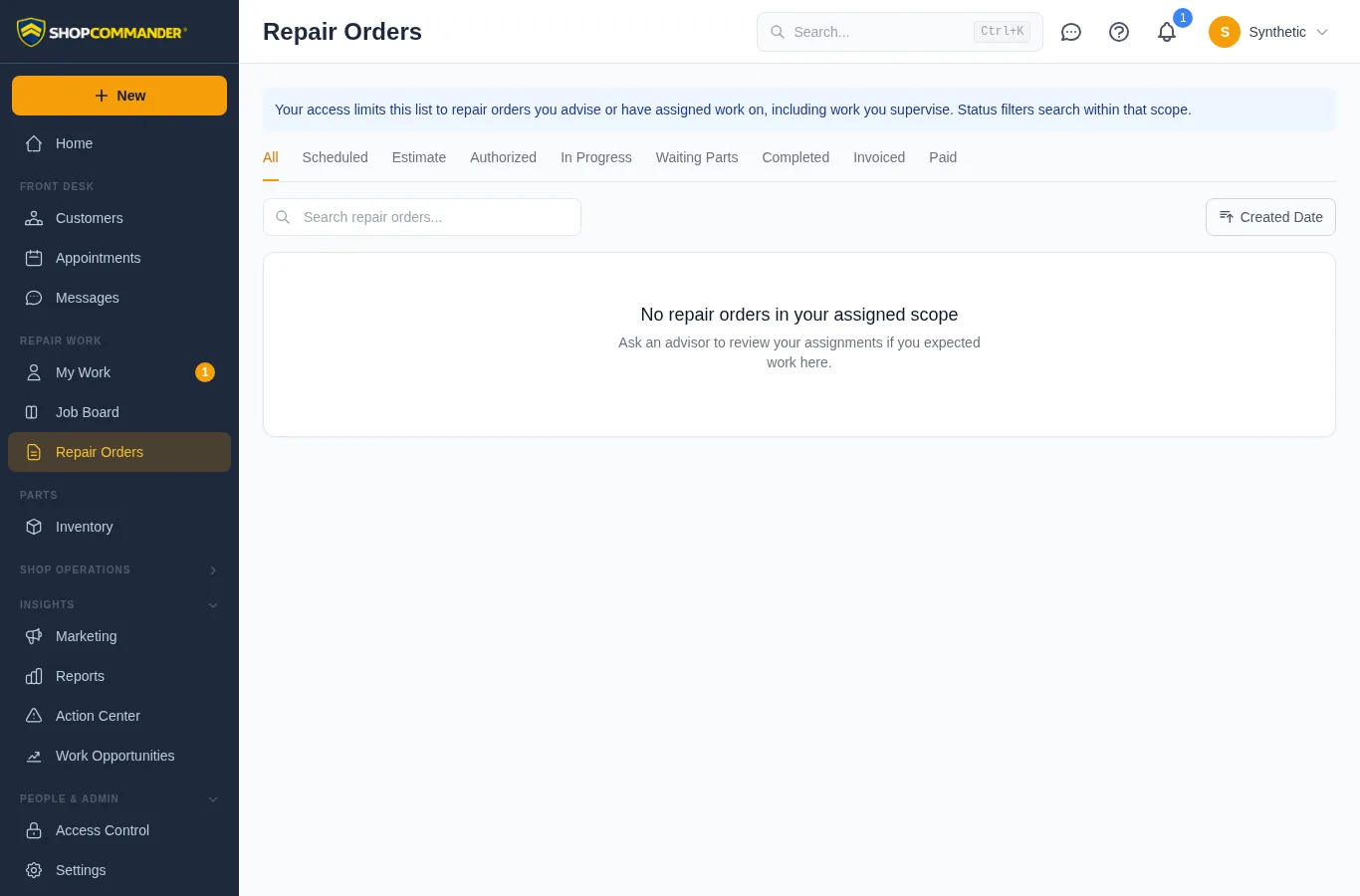 Assignment-limited repair orders