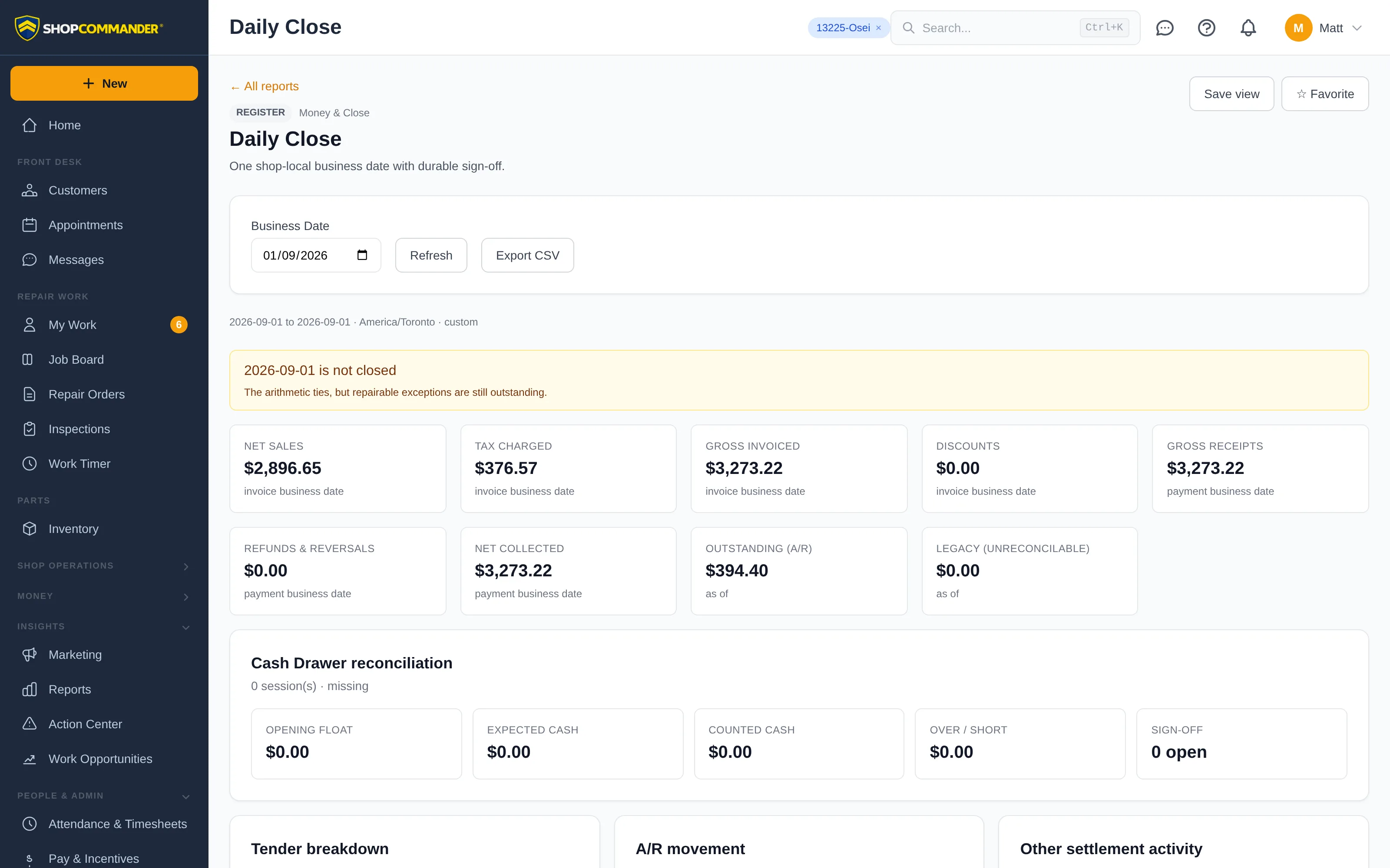 The Daily Close register