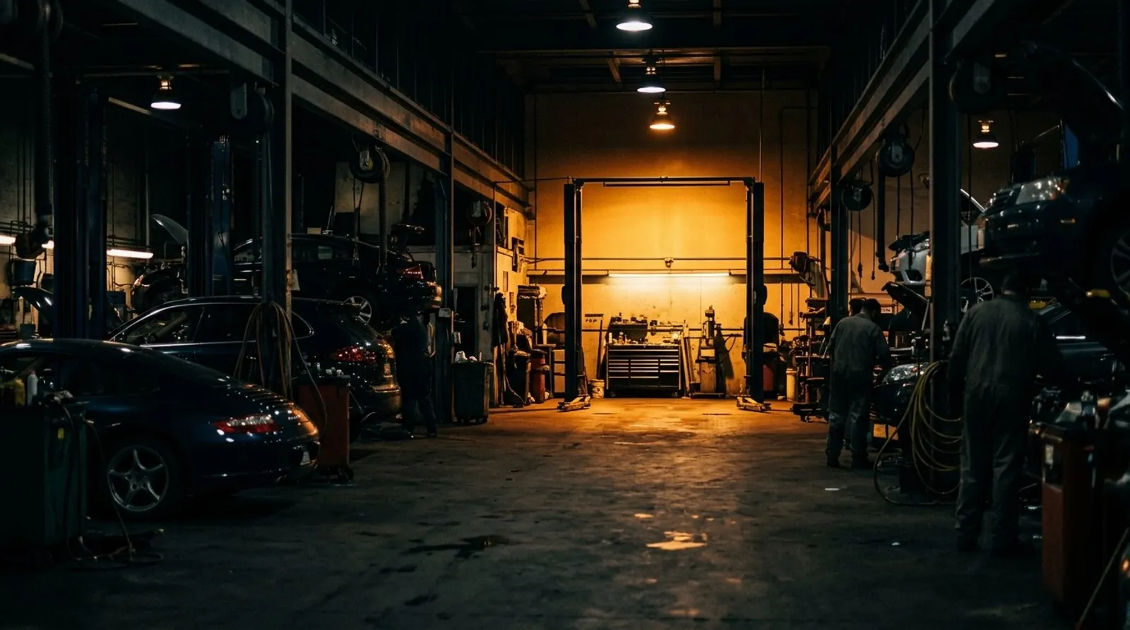 Auto shop service bays at capacity with one empty lift