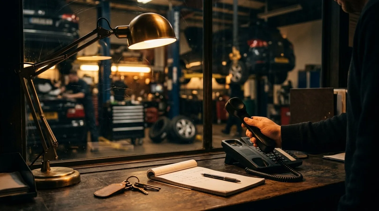 Service advisor's front-counter workspace