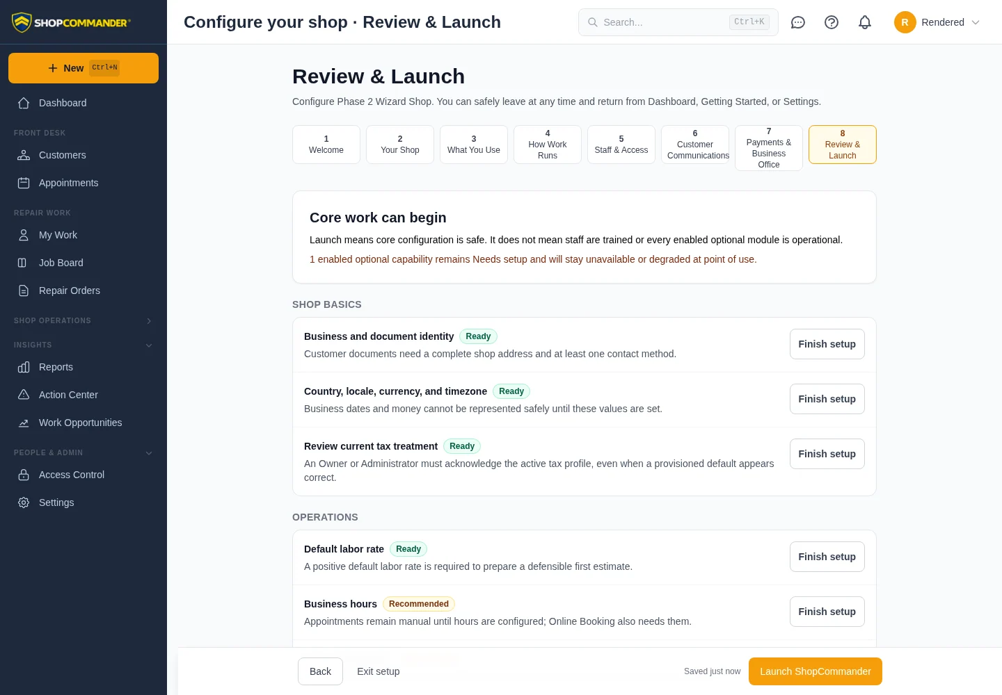 Review and Launch